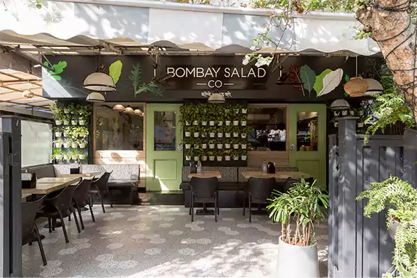 Exterior storefront of Bombay Salad Co healthy restaurant in Mumbai