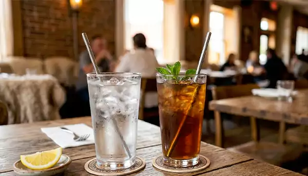 Two beverages served on a restaurant table