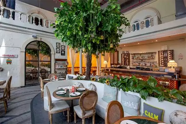 Vegetarian dining atmosphere at Sante Spa Cuisine restaurant in Mumbai
