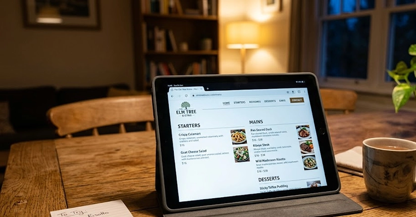 Tablet displaying a Nutritious menu