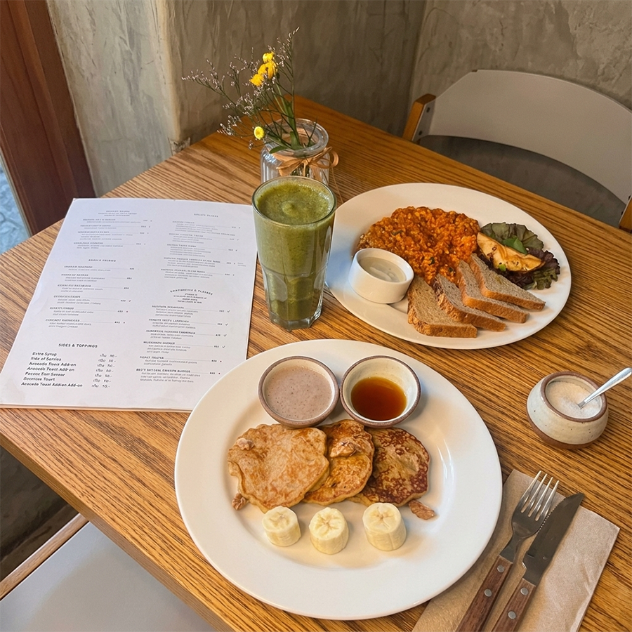 Healthy breakfast with avocado toast and fresh green smoothie