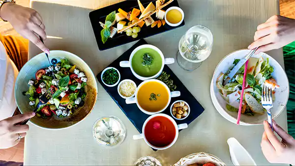 Healthy food options served at a restaurant for a balanced meal