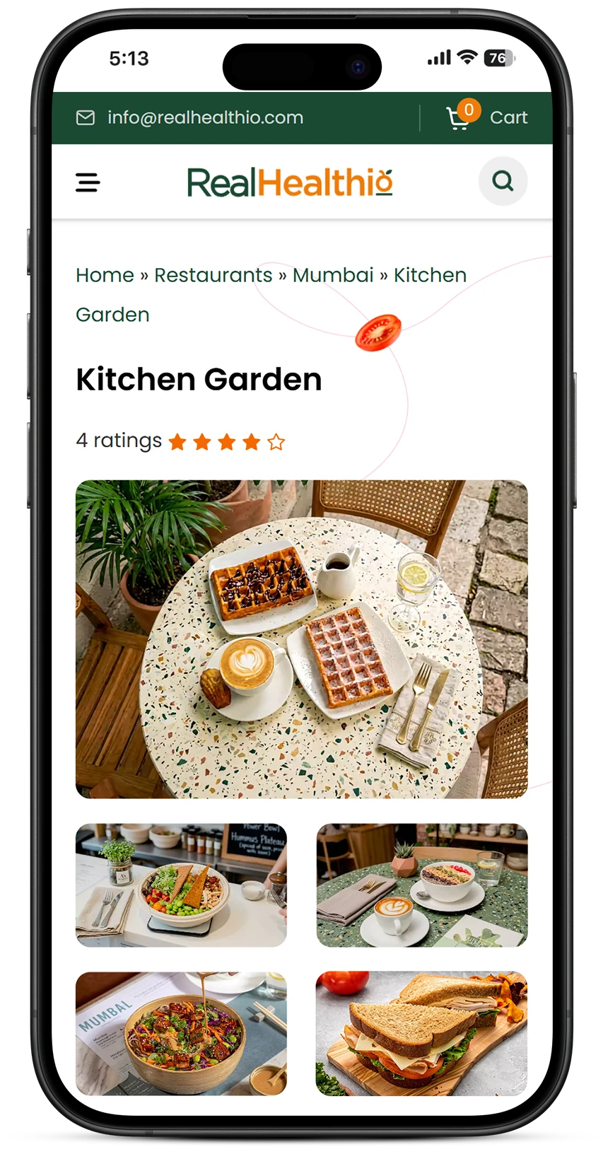 Mobile restaurant listing preview