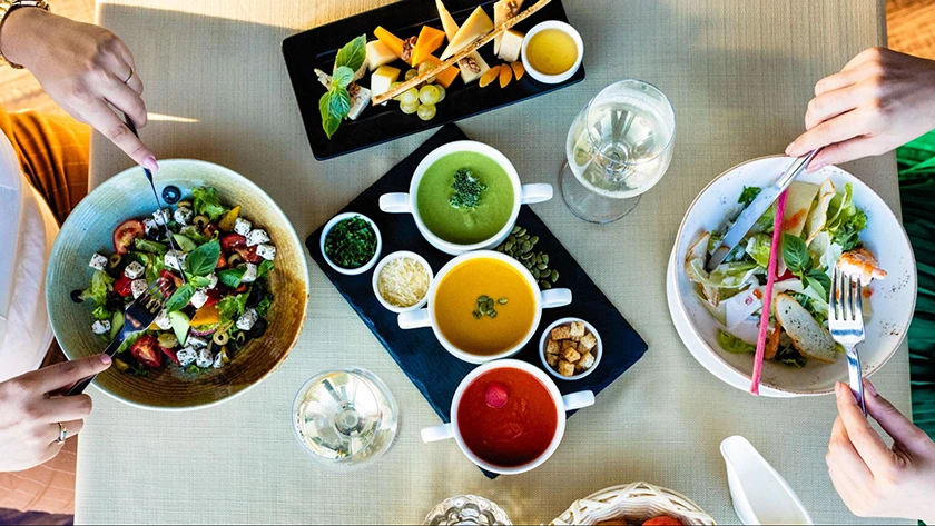 Healthy food options served at a restaurant for a balanced meal