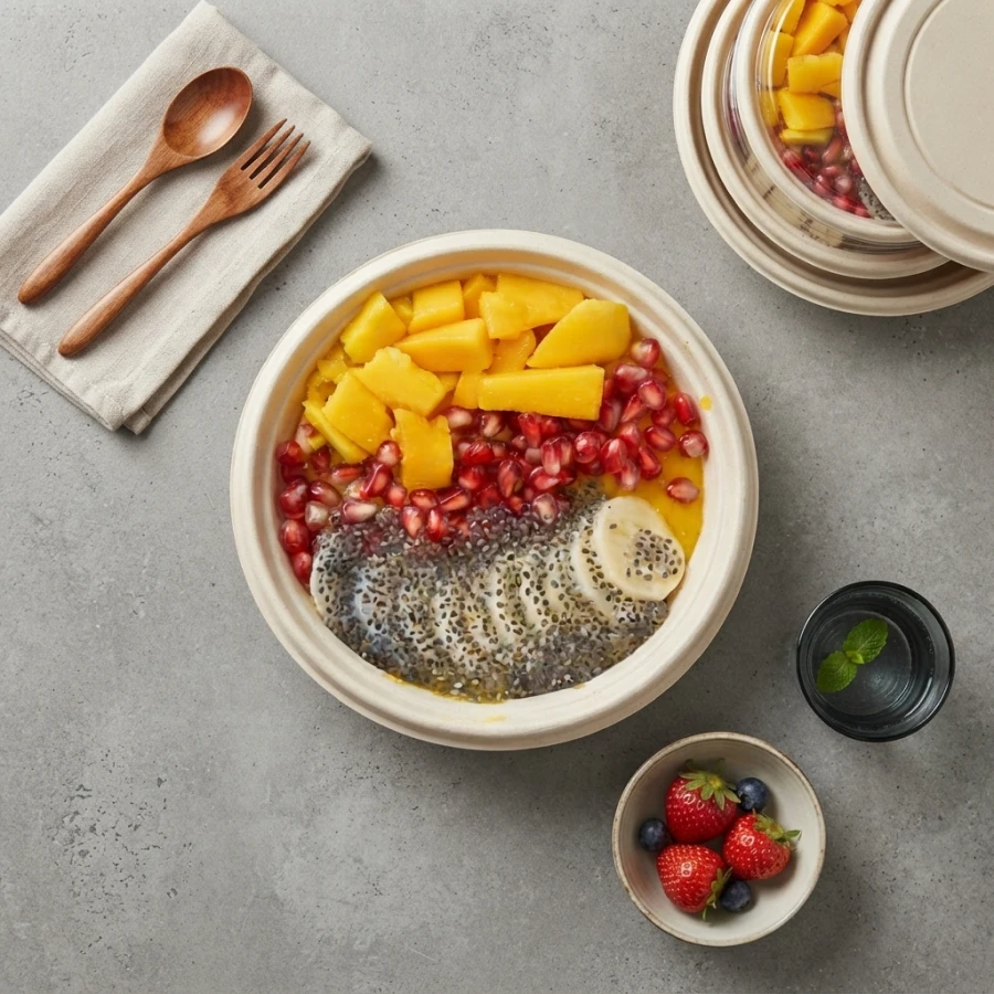 Mango, Dragonfruit, Pomegranate, and Basil Seeds Bowl