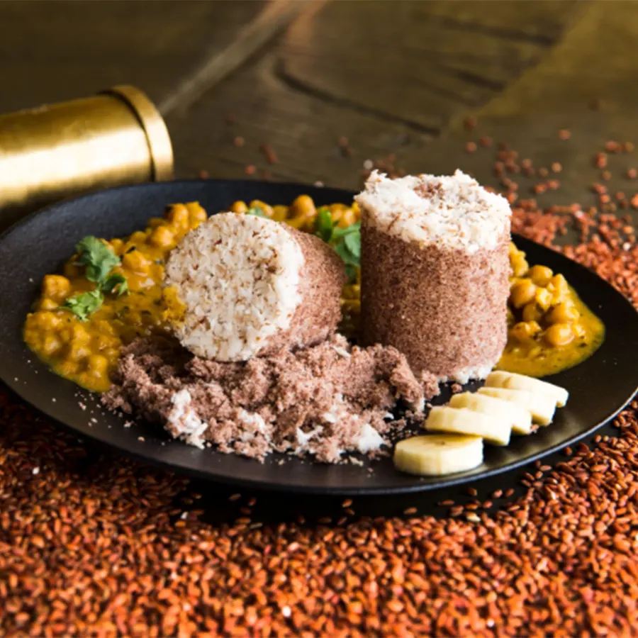 Banana Red and Brown Rice with Chana Curry